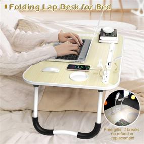 img 2 attached to 🛏️ Lap Desk for Laptop: Portable Foldable Bed Tray with USB Charging Port, Storage Drawer, Cup Holder - Ideal Breakfast Tray & Laptop Desk for Bed, Couch, TV Tables for Eating/Writing