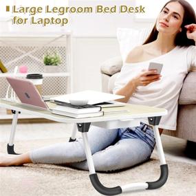 img 1 attached to 🛏️ Lap Desk for Laptop: Portable Foldable Bed Tray with USB Charging Port, Storage Drawer, Cup Holder - Ideal Breakfast Tray & Laptop Desk for Bed, Couch, TV Tables for Eating/Writing