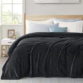 img 4 attached to 🛌 Ponvunory Flannel Fleece Plush Blanket: Full/Queen Size, Black - Super Soft & Warm Microfiber Blanket for Chair, Sofa, Bed, Camping & Travel