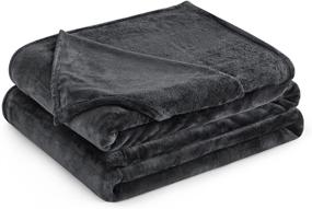 img 2 attached to 🛌 Ponvunory Flannel Fleece Plush Blanket: Full/Queen Size, Black - Super Soft & Warm Microfiber Blanket for Chair, Sofa, Bed, Camping & Travel