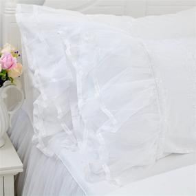 img 2 attached to 🛏️ Luxuriously Designed Softta Solid White Pillowcase with Elegant Lace Patchwork - Available in Twin, Full, and Queen Sizes