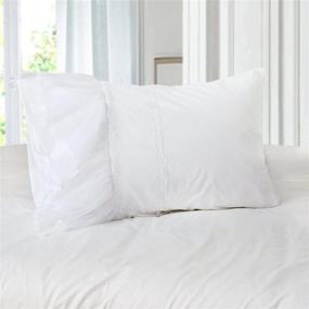 img 3 attached to 🛏️ Luxuriously Designed Softta Solid White Pillowcase with Elegant Lace Patchwork - Available in Twin, Full, and Queen Sizes