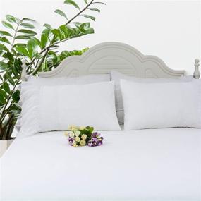 img 1 attached to 🛏️ Luxuriously Designed Softta Solid White Pillowcase with Elegant Lace Patchwork - Available in Twin, Full, and Queen Sizes