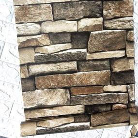 img 4 attached to 🏞️ Transform Your Space with 118”×17.7” Stacked Stone Wallpaper – 3D Rock Peel and Stick Removable Stone Wallpaper - Stone Self Adhesive Vinyl - Stick and Peel Stone Papel Tapiz