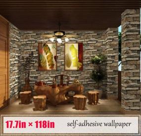img 3 attached to 🏞️ Transform Your Space with 118”×17.7” Stacked Stone Wallpaper – 3D Rock Peel and Stick Removable Stone Wallpaper - Stone Self Adhesive Vinyl - Stick and Peel Stone Papel Tapiz