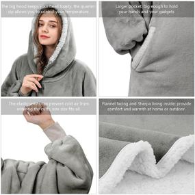 img 3 attached to 🧥 Ultimate Comfort and Warmth: Angelhood Blanket Hoodie - Your Cozy Oversized Wearable Blanket with Giant Pocket for Men, Women, Teens, and Friends
