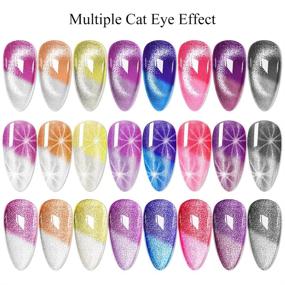 img 2 attached to 💅 Сет гель-лака Supwee 2-IN-1 с эффектом изменения цвета Cat Eye - гель-лак с изменением цвета в зависимости от температуры, гель-лак Crystal Cat Eye с эффектом глаза кота, сет гель-лаков с голографическим блеском Cat Eye - Ультрафиолетовый гель для снятия лака, 8 цветов по 7 мл (0,24 жидк. унц.)