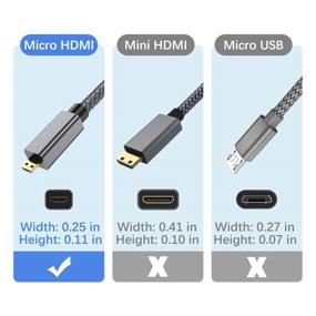 img 3 attached to 🔌 Elebase 10 FT Micro HDMI Cable - 4K 60Hz Type D Cord Compatible for Raspberry Pi 4 4b, GoPro Black Hero 7 6 5 4, Sony A6000 A6300 Camera, Nikon B500, Lenovo Yoga 3 Pro 710, Canon