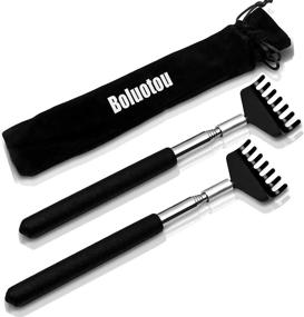 img 4 attached to 🖐️ Portable Extendable Back Scratcher Set - Kuvvfe Stainless Steel Telescoping Back Scratcher Duo with Stylish Gift Packaging