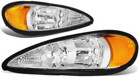 img 4 attached to Хромированные фары с желтыми сторонними фарами для 99-05 Pontiac Grand Am от DNA Motoring.