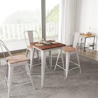 🔶 stylish taylor + logan silver metal indoor table with walnut rustic wood top - 23.5 inch square logo