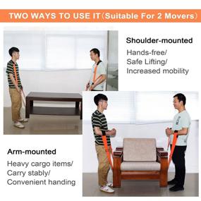 img 3 attached to HQQNUO Moving Straps: 2-Person Shoulder Lifting System 🏋️ for 800-Pound Heavy Objects, Appliances, Furnishings, Furniture, Mattresses (Orange)