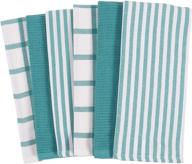 🧽 kaf home mixed flat & terry kitchen towels set - 6 towels, 18x28 inches - for cooking, drying, cleaning, and tackling messes - teal logo