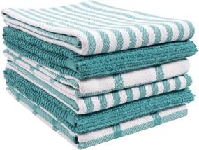 img 3 attached to 🧽 KAF Home Mixed Flat & Terry Kitchen Towels Set - 6 Towels, 18x28 Inches - For Cooking, Drying, Cleaning, and Tackling Messes - Teal