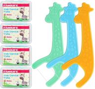 🦷 familife kids dental floss picks - fluoride-free, 4 portable cases, unflavored flosser - 120 picks logo