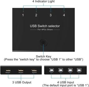 img 2 attached to 🔁 Easy USB Switch Selector: 4 Port KVM Switch for Efficiently Sharing 3 USB Devices among 4 Computers – Includes 4 USB Cables