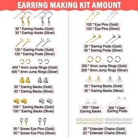 img 1 attached to 📿 Caffox Earring Making Supplies Kit - 2900pcs Earring Hardware Pieces for Jewelry Making, Includes Earring Hooks, Posts, Backs, and Jump Rings in Silver and Gold