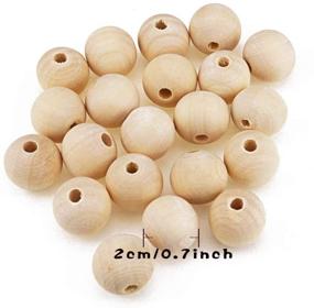 img 3 attached to 🧵 DIY Art Supplies: DLOnline 120PCS 20mm Natural Wood Beads - Unfinished Round Wooden Beads with Elastic Rope for Bracelet Making and Handcrafted Projects