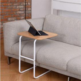 img 1 attached to 🪑 Jovely Industrial Modern C Shaped Side Table for Coffee Tray, Snack, Mobile - Slides into Sofa and Bed for Small Spaces. Sturdy & Easy Assembly. Wood Accent Furniture with Metal Frame.