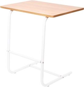 img 4 attached to 🪑 Jovely Industrial Modern C Shaped Side Table for Coffee Tray, Snack, Mobile - Slides into Sofa and Bed for Small Spaces. Sturdy & Easy Assembly. Wood Accent Furniture with Metal Frame.