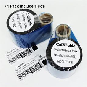 img 2 attached to DEFMATE Black 2.52"x1476' (64mmx450m) Thermal Transfer Wax Ribbon Core 1" - Ideal for Zebra, TEC, DATAMAX, INTERMEC, Avery, Citizen, SATO, TSC, GODEX, ARGOX, BEIYANG, POSTEK Desktop Printers: Enhancing Product Name for Better SEO