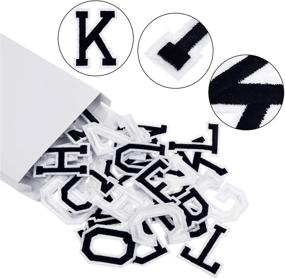 img 1 attached to 👕 52-Piece Iron On Letter Patches: A-Z Alphabet Appliques for Clothing, Shoes, Bags - Black and White Decorative Repair Supplies