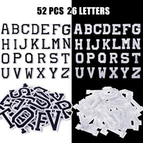 img 4 attached to 👕 52-Piece Iron On Letter Patches: A-Z Alphabet Appliques for Clothing, Shoes, Bags - Black and White Decorative Repair Supplies