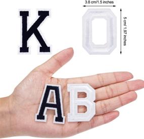 img 2 attached to 👕 52-Piece Iron On Letter Patches: A-Z Alphabet Appliques for Clothing, Shoes, Bags - Black and White Decorative Repair Supplies