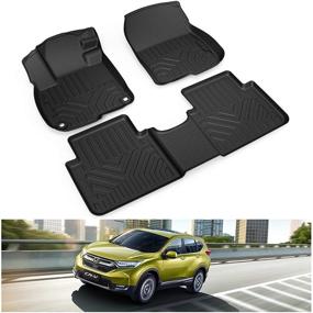 img 4 attached to 2017-2022 Honda CR-V All Weather Mat Set – Kiwi Master Floor Mats, Front & Rear, 2 Row Seat TPE Slush Liners, Black Accessories