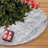 🎄 juegoal 48 inch christmas tree skirt - luxury faux fur soft mat for xmas party decoration, white логотип