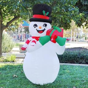img 4 attached to 🎄 GOOSH 5 FT Christmas Inflatable Snowman Box, Outdoor Blow Up Yard Decoration with LED Lights – Holiday Clearance for Party, Xmas, Yard, Garden