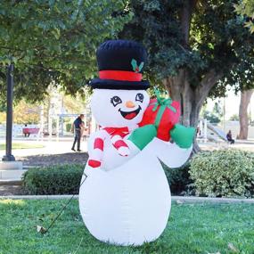 img 2 attached to 🎄 GOOSH 5 FT Christmas Inflatable Snowman Box, Outdoor Blow Up Yard Decoration with LED Lights – Holiday Clearance for Party, Xmas, Yard, Garden