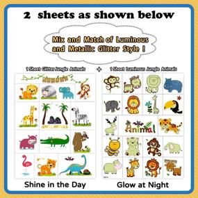 img 3 attached to 🐯 Kids' Jungle Temporary Tattoos – Partywind Jungle Theme Party Supplies, Birthday Decorations, Jungle Safari Zoo Animal Party Favors, Glow-in-the-Dark Tattoo Stickers Gifts (Luminous + Glitter Style)