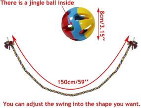 img 3 attached to 🐔 BWOGUE Chicken Swing Large Rope Perch: Bungee Climbing Ropes with Play Chicken Ball Toys - Parrot Bird Toy (59 Inches)