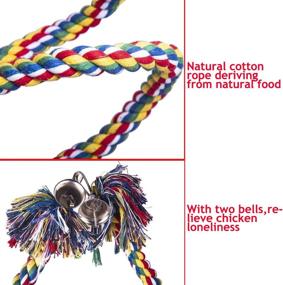 img 1 attached to 🐔 BWOGUE Chicken Swing Large Rope Perch: Bungee Climbing Ropes with Play Chicken Ball Toys - Parrot Bird Toy (59 Inches)