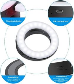 img 1 attached to 📸 Criacr Selfie Ring Light - 3 Lighting Modes, Rechargeable Fill Light Clip-on, Adjustable Brightness - Smartphone Circle Light for Zoom Calls, Video Conferencing - Compatible with iPad, Computer, Laptop (Black)