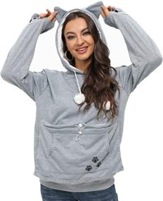 img 4 attached to 🐾 Pamper Your Furry Pal with the Pet Pouch Hoodie Small Pet Carrier - A Stylish Kangaroo Pocket Sweatshirt for Cats and Dogs, Perfect Fit for Women