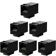 🐱 6 pack black cat6 keystone jack inline coupler female to female insert coupler - rj45 coupler for seamless ethernet connection logo