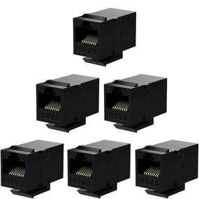 img 4 attached to 🐱 6 Pack Black Cat6 Keystone Jack Inline Coupler Female to Female Insert Coupler - Rj45 Coupler for Seamless Ethernet Connection