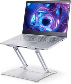 img 4 attached to 💻 Portable Laptop Stand, Ergonomic Adjustable 90° Laptop Riser for 15.6-inch MacBook Air Pro, Dell, HP, Lenovo – Supports up to 13 lbs (Silver)