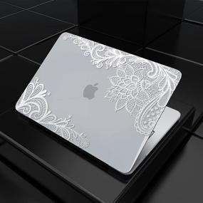 img 4 attached to Stylish and Durable MacBook Air 13-inch 2020 Protective Case with New Technology Bronzing and Keyboard Cover - Transparent Metallic Silver Lace 4