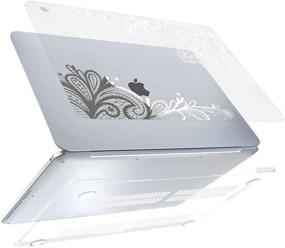 img 1 attached to Stylish and Durable MacBook Air 13-inch 2020 Protective Case with New Technology Bronzing and Keyboard Cover - Transparent Metallic Silver Lace 4