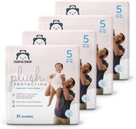 🐻 amazon mama bear plush protection size 5 diapers - hypoallergenic, dermatologist tested, ultra-soft | ideal for 27+ pound babies | assorted print | 124 count (4 packs of 31) logo