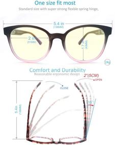 img 2 attached to Stylish Round Frame Computer Glasses for Women - Blue Light Blocking, Anti-Harmful Ray, UV Glare Reduction - Lightweight Design with Case - No Strength, Reduced Eyestrain