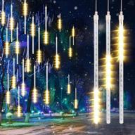 allnice meteor shower lights falling rain lights christmas lights 30cm 8 tube 192 leds fairy string lights for halloween christmas wedding tree garden home outdoor decoration (warm white) logo