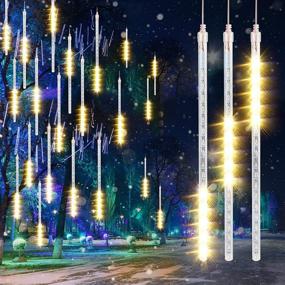 img 4 attached to Allnice Meteor Shower Lights Falling Rain Lights Christmas Lights 30Cm 8 Tube 192 LEDs Fairy String Lights For Halloween Christmas Wedding Tree Garden Home Outdoor Decoration (Warm White)