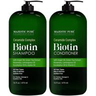 majestic pure biotin shampoo and conditioner set: combat hair loss & thinning, essential oils, hair growth & thickening, men and women, 16 fl oz each logo