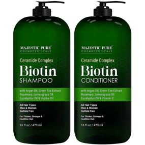 img 4 attached to Majestic Pure Biotin Shampoo and Conditioner Set: Combat Hair Loss & Thinning, Essential Oils, Hair Growth & Thickening, Men and Women, 16 fl oz each