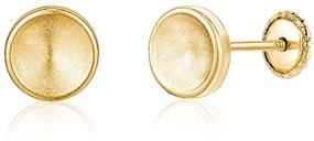 img 4 attached to 💛 Small Stud Post Earrings in 14k Yellow Gold with Concave Button Disc, Satin Finish, Safety Screwback Closure, and Covered Back