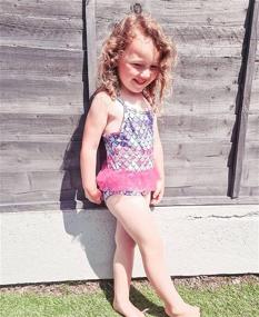 img 1 attached to Swimsobo Girls' 3D Printed One Piece Swimsuit 👙 with Ruffle Tulle Frill - Halter Sunsuit for Ages 3-10